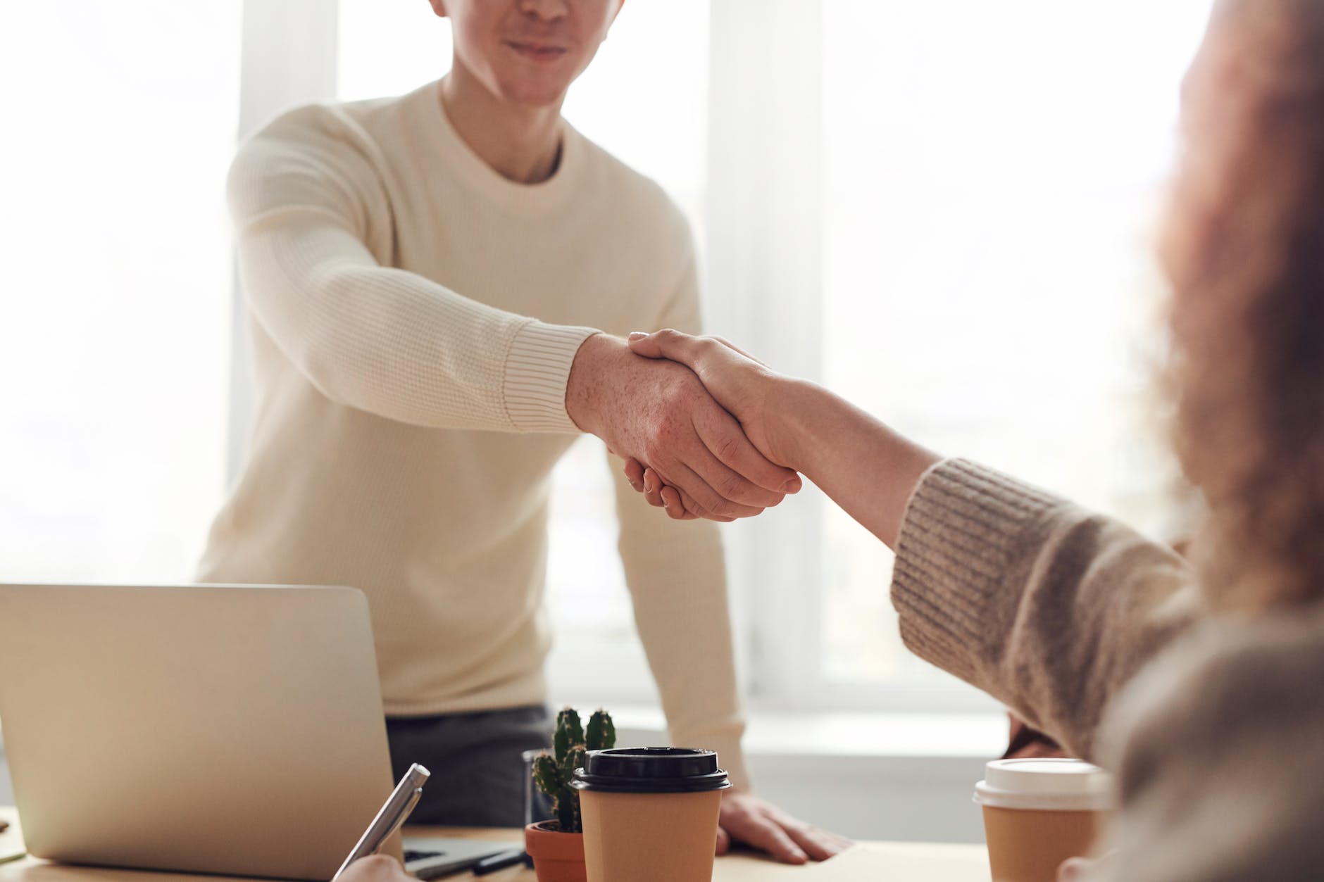client shaking hand
